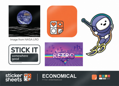 Economical 7 x 5 in sticker sheet, the same five designs with no laminate