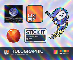 Holographic sample sheet, 4 x 5 inches, with five kiss-cut stickers